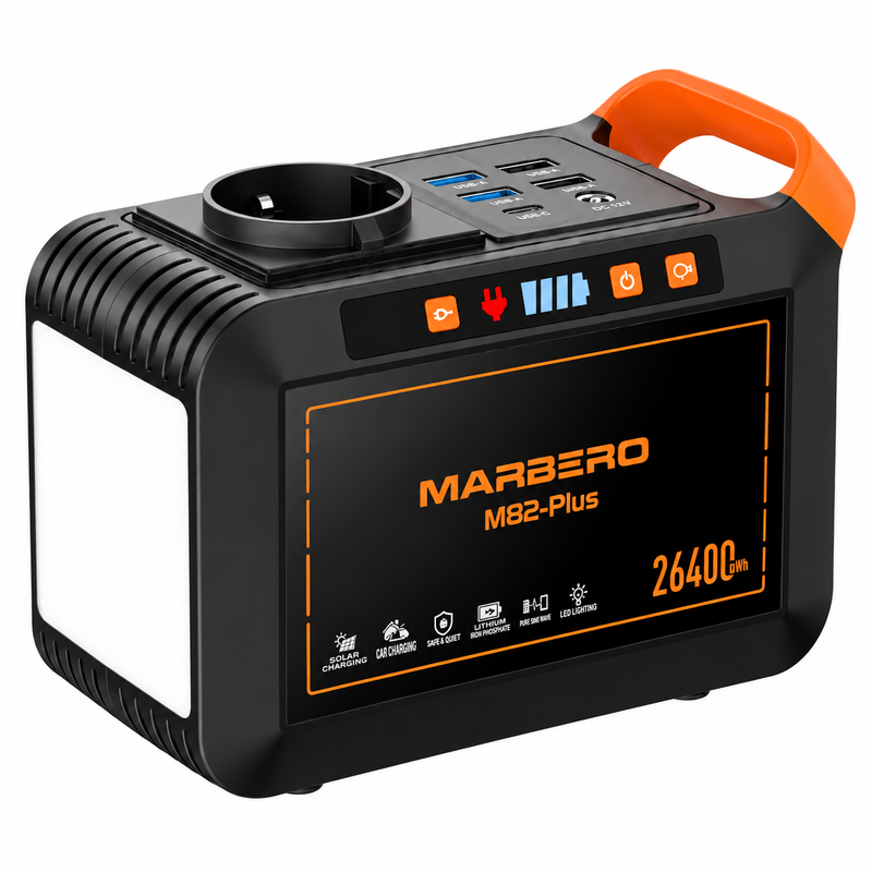 Mini-Powerstation 97,68 Wh, 80 W AC / 120 W Spitzenleistung, 26.400 mAh tragbare Powerstation mit USB-C, QC3.0 und SOS-LED-Funktion – ideal für Camping, Vanlife, Reisen & Notfälle